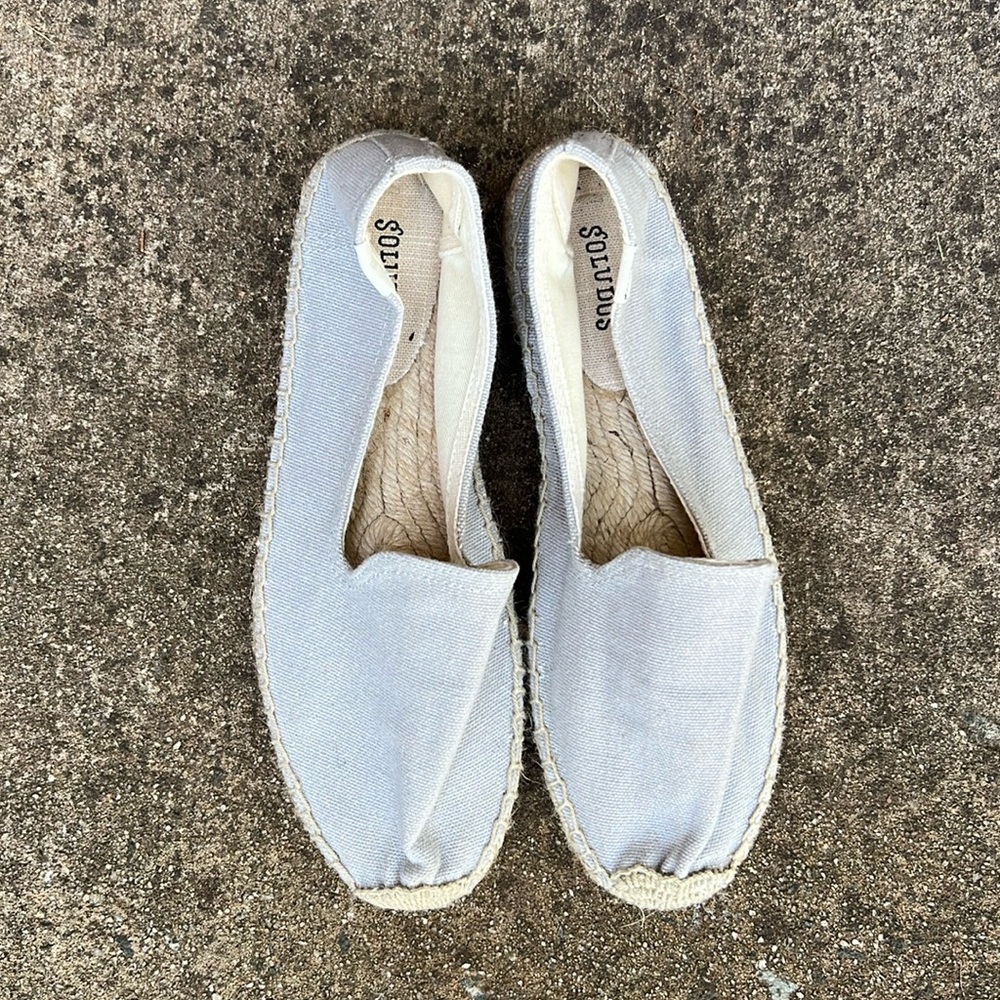 Soludos | Light Blue Gray Platform Canvas Espadrilles Size 9